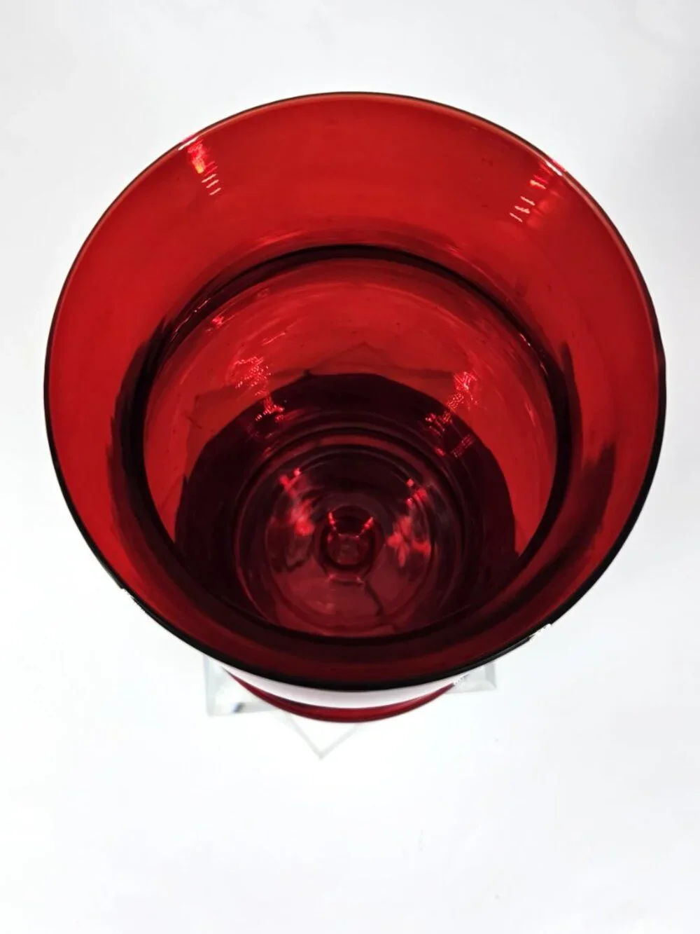 Fenton VTG 1980s Holiday Designs Ruby Red Glass 2 Piece Hurricane Candle Holder